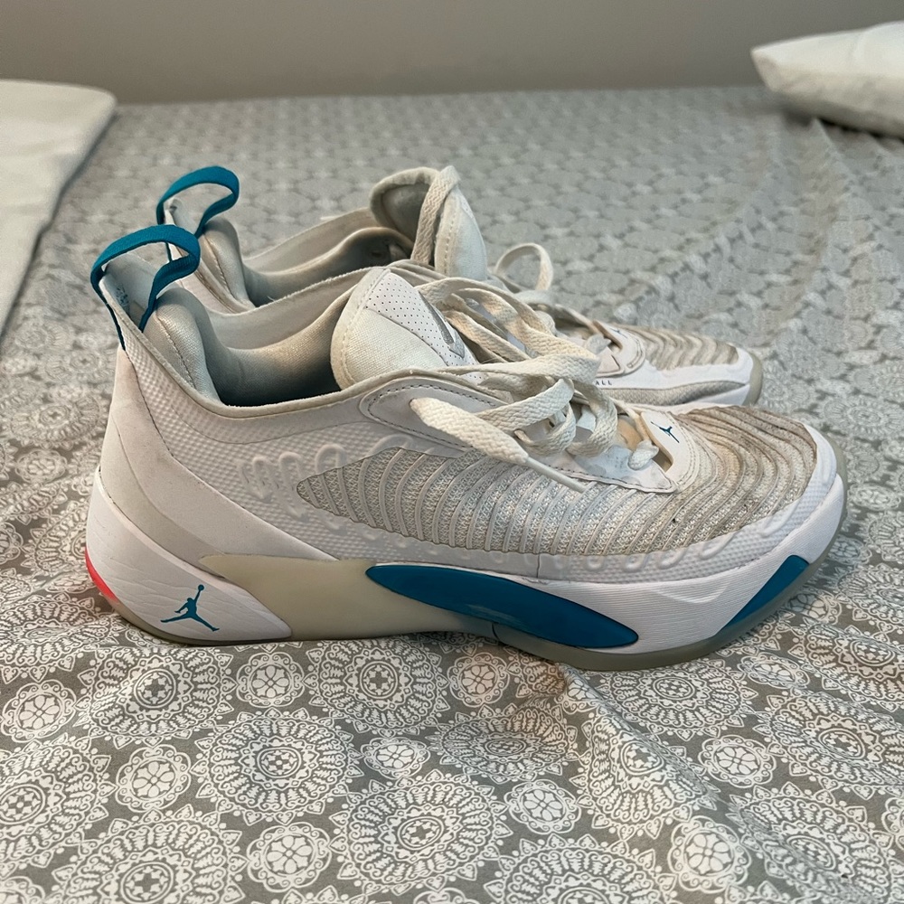 Size 10.5 Jordan Luka 1s white/teal